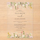 Elegant Minimalist Wildflower Wedding Acryl Uitnodigingen (Voorkant)
