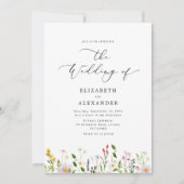 Elegant minimalist wildflower wedding kaart (Voorkant)