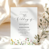 Elegant minimalist wildflower wedding kaart