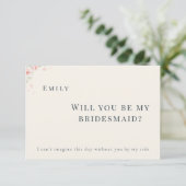 Elegant Minimalist Will You Be My Bridesmaid Card Bedankkaart (Staand voorkant)