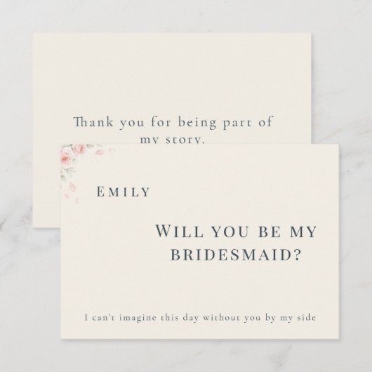 Elegant Minimalist Will You Be My Bridesmaid Card Bedankkaart (Voorkant / Achterkant)