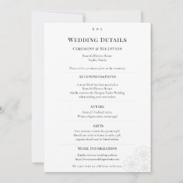 Elegant Minimalist Winter Wedding Details Card Kaart