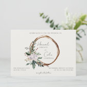 Elegant minimalist Winter Wreath White Green Invit Kaart (Staand voorkant)