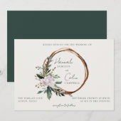 Elegant minimalist Winter Wreath White Green Invit Kaart (Voorkant / Achterkant)