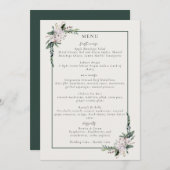 Elegant minimalist Winter Wreatwhite Green Menu (Voorkant / Achterkant)