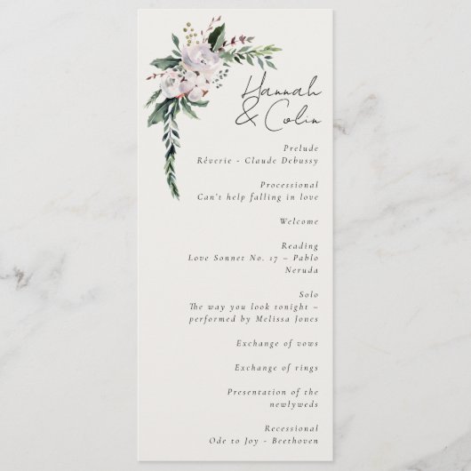 Elegant minimalist Winter Wreatwhite Green Programmakaart (Voorkant)