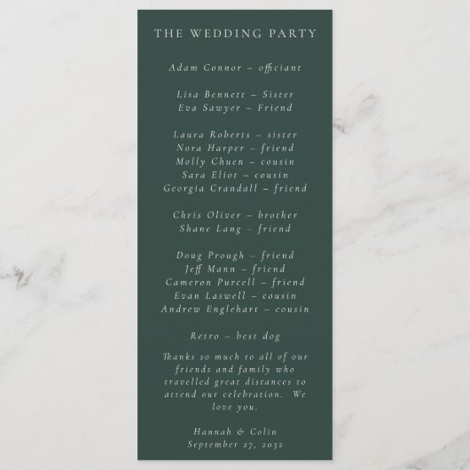 Elegant minimalist Winter Wreatwhite Green Programmakaart (Achterkant)