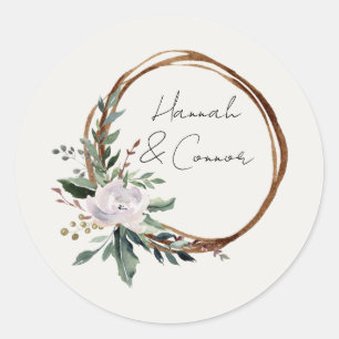 Elegant minimalist Winter Wreatwhite Green Ronde Sticker