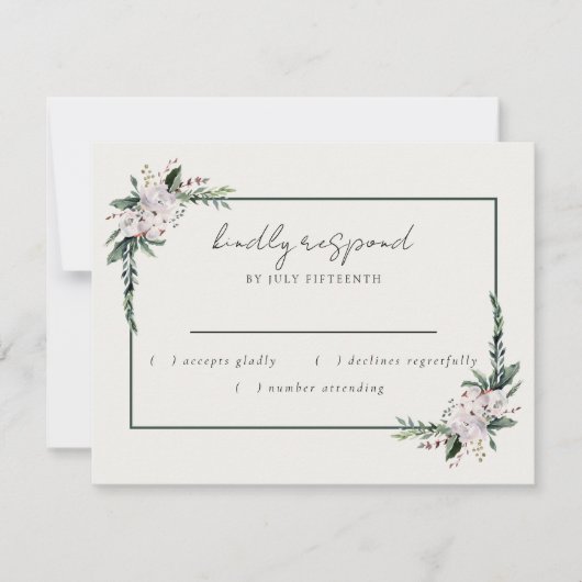 Elegant minimalist Winter Wreatwhite Green RSVP (Voorkant)
