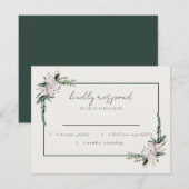 Elegant minimalist Winter Wreatwhite Green RSVP (Voorkant / Achterkant)
