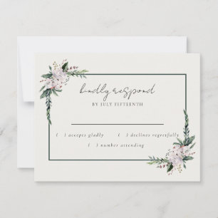 Elegant minimalist Winter Wreatwhite Green RSVP Kaartje