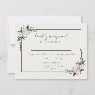 Elegant minimalist Winter Wreatwhite Green RSVP Kaartje