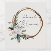 Elegant minimalist Winter Wreatwhite Green Wijn Etiket (Enkel label)