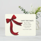 Elegant Minimalist with Red Bow - Simple classic Save The Date (Staand voorkant)