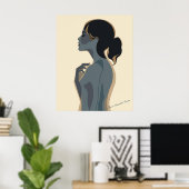Elegant Minimalist Woman Art – Modern Boho Wall  Poster (Thuiskantoor)