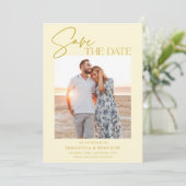 Elegant Minimalist Yellow Photo Save The Date (Staand voorkant)