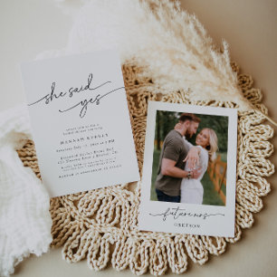 Elegant minimalist "Ze zei ja" Vrijgezellenfeest Kaart