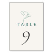 Elegant Minimalistic Emerald Wedding Table Number Kaart (Voorkant)