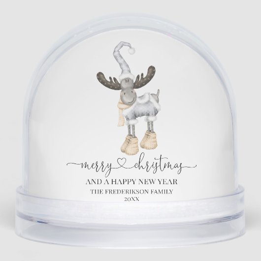 Elegant Minimalistic Nordic Merry Christmas  Sneeuwbol (Voorkant)