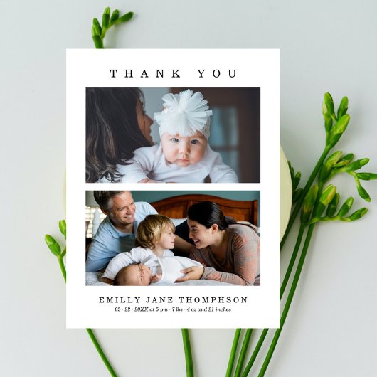 Elegant minimalistisch 2 foto's Baby shower Briefkaart