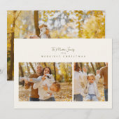 Elegant minimalistisch 3 foto collage script Happy Feestdagenkaart (Voorkant / Achterkant)