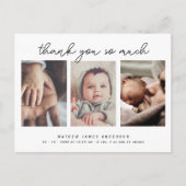 Elegant minimalistisch 3 foto's dank u Baby shower Briefkaart (Voorkant)