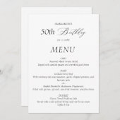 Elegant minimalistisch 50ste verjaardagsmenu menu (Voorkant / Achterkant)
