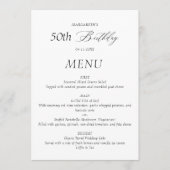 Elegant minimalistisch 50ste verjaardagsmenu menu (Voorkant)
