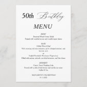 Elegant minimalistisch 50ste verjaardagsmenu menu (Voorkant)