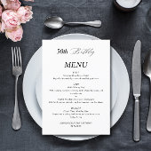 Elegant minimalistisch 50ste verjaardagsmenu menu