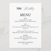 Elegant minimalistisch 50ste verjaardagsmenu menu (Voorkant)