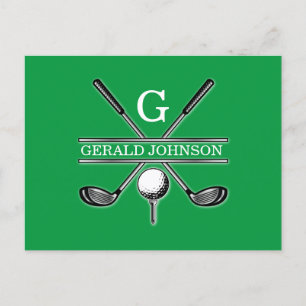 Elegant Minimalistisch Aangepast Golf Monogram Briefkaart