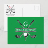Elegant Minimalistisch Aangepast Golf Monogram Briefkaart (Voorkant / Achterkant)