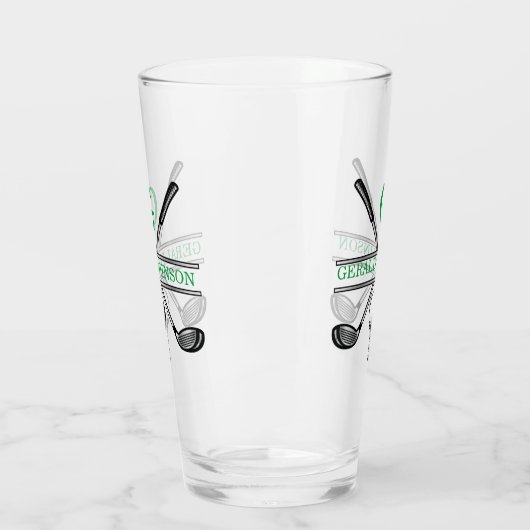 Elegant minimalistisch aangepast Golfmonogram Glas (Links)