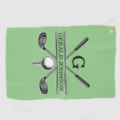 Elegant minimalistisch aangepast Golfmonogram Golfhanddoek (Horizontaal)