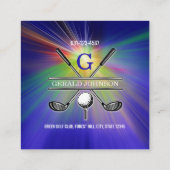 Elegant minimalistisch aangepast Golfmonogram Vierkante Visitekaartje (Achterkant)