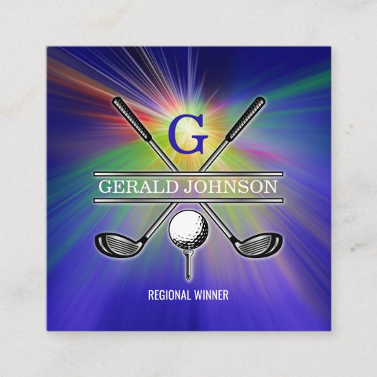 Elegant minimalistisch aangepast Golfmonogram Vierkante Visitekaartje (Voorkant)
