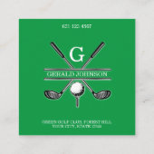 Elegant minimalistisch aangepast Golfmonogram Vierkante Visitekaartje (Achterkant)