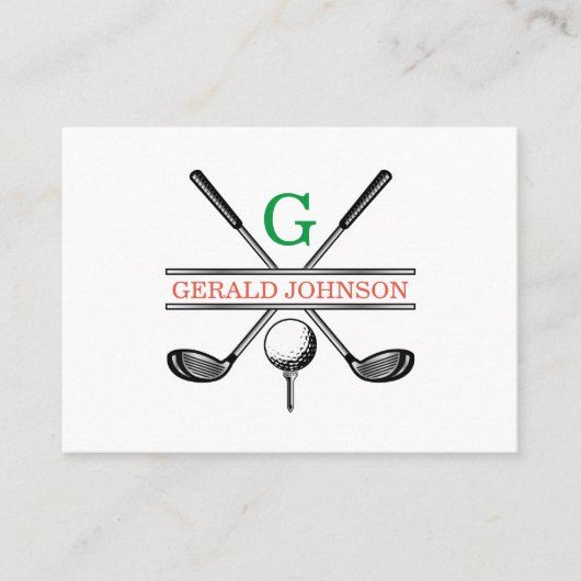 Elegant minimalistisch aangepast Golfmonogram Visitekaartje (Voorkant)