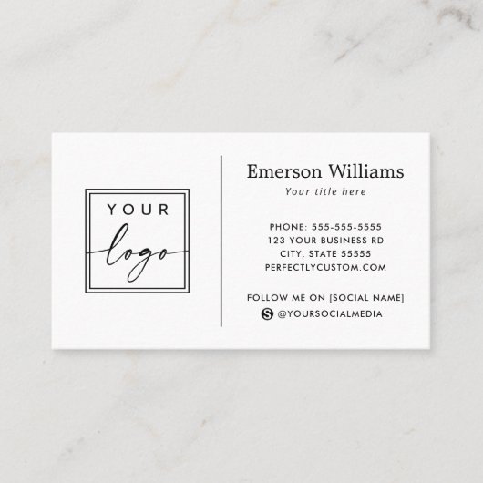 Elegant minimalistisch aangepast logo wit of elke visitekaartje (Voorkant)