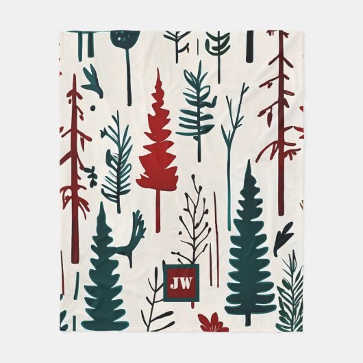 Elegant minimalistisch Abstract bos monogram Fleece Deken (Voorkant)