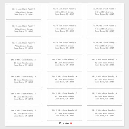 Elegant minimalistisch Adresetiket voor weddenscha Sticker (Vel)
