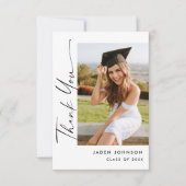 Elegant minimalistisch Afstuderen 2 foto Bedankkaart (Voorkant)