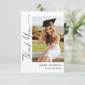 Elegant minimalistisch Afstuderen 2 foto Bedankkaart (Staand voorkant)