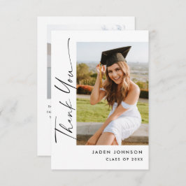Elegant minimalistisch Afstuderen 2 foto Bedankkaart