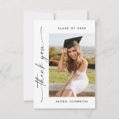 Elegant minimalistisch Afstuderen 2 foto Bedankkaart (Voorkant)