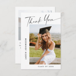 Elegant minimalistisch Afstuderen 2 foto Bedankkaart