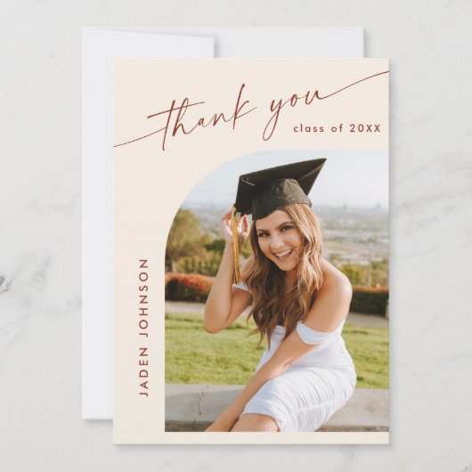 Elegant minimalistisch Afstuderen 2 foto QR code Bedankkaart (Voorkant)