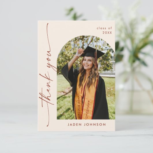 Elegant minimalistisch Afstuderen 2 foto QR code Bedankkaart (Staand voorkant)