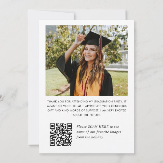Elegant minimalistisch Afstuderen 2 foto QR code Bedankkaart (Achterkant)